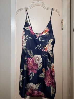 Navy Floral Slip Dress - Pink & Cream Blooms